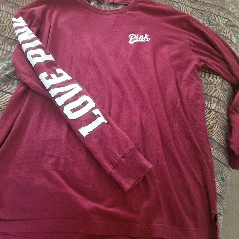 Long sleeve cut out back pink top